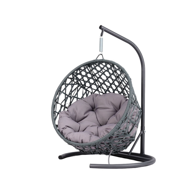 English Elm Cat Swing Bed - Cozy Indoor Egg Chair With Soft Cushion & Rattan Design For Cats & Small Pets, Gray W2500P283882