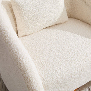 English Elm Swivel Barrel Chair Plush Teddy Fabric Pumpkin Silhouette for Living Room or Bedroom W3244P288825