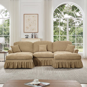 English Elm Classic Comfy Modular U-Shape Sectional Sofa With Removable Skirts, Ottoman, And Stylish Design W3041S00246