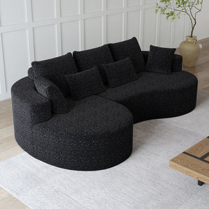 English Elm Modern Chenille Cloud Sectional Sofa with Deep Cushions and 7 Pillows for Living Room W834S00485