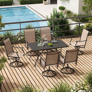 English Elm Outdoor Swivel Patio Dining Chairs Textilene Woven Set for Backyard Entertaining T3623P433697