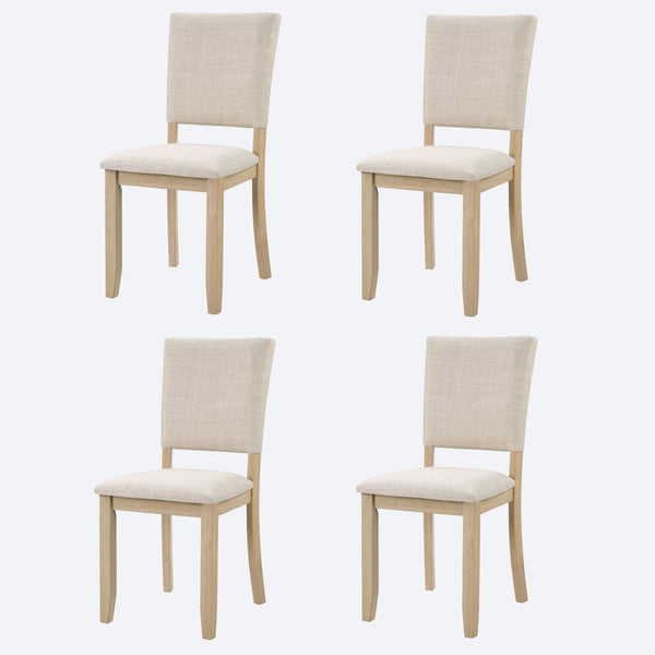 English Elm Dining Chairs Set of 4 Bentwood Rubberwood Scandinavian Style with Linen Padded Seat W1998P324480
