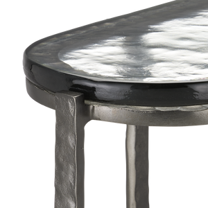 Acea Gold Side Table - Handcrafted Cast Aluminum and Glass Accent for Modern Home Elegance