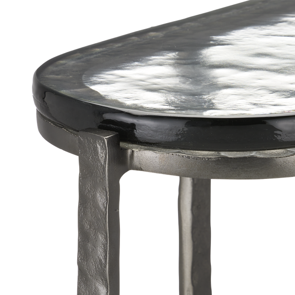 Acea Gold Side Table - Handcrafted Cast Aluminum and Glass Accent for Modern Home Elegance