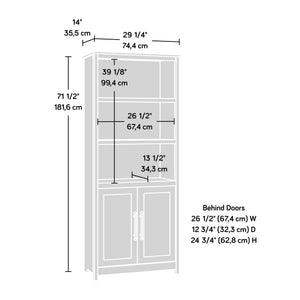 English Elm Library Cabinet With Doors - Stylish Brown Finish, Adjustable Shelves & Space-Saving Design For Home B356P367970