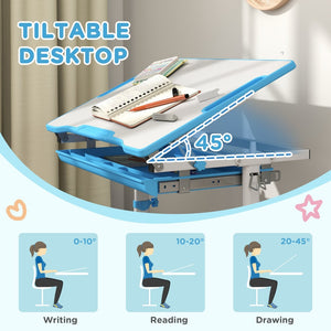 English Elm Qaba Kids Desk And Chairs Set – Adjustable Ergonomic Study Space With Tilt Desktop & Smart Storage W2225P229615-GIGA