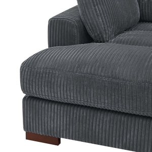 English Elm Large Corduroy Chaise Loveseat with Extended Leg Support for Relaxed Living Rooms Dark Gray B2748S00047