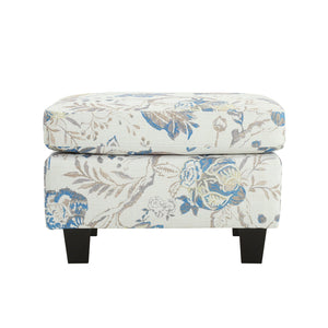 English Elm Upholstered Compact Ottoman with Birch Legs Padded Footrest for Living Room Decor N757P377351F