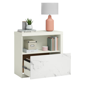 English Elm Lateral File Cabinet In Sleek White Finish - Compact Storage Solution For Modern Workspaces & Homes B356P354495