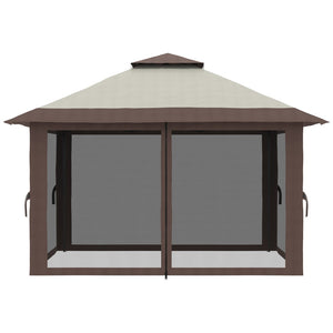 English Elm Outsunny 13' X 13' Instant Pop-Up Gazebo With 2-Tier Roof, Netting & Carry Bag For Outdoor Events W2225P174280-GIGA