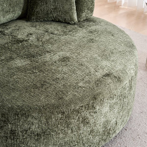 English Elm Round Swivel Barrel Chair Plush Chenille Upholstery Cozy Accent Seat for Any Room Green W2915P338893