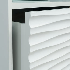 English Elm Night Stand - Sleek White Finish With Ribbed Drawer, Compact Storage Solution For Modern Spaces B356P402787