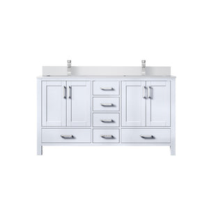 English Elm White Double Bath Vanity With Cultured Marble Top, Chrome Faucet & Ample Storage For Modern Elegance B2731P259124-GIGA