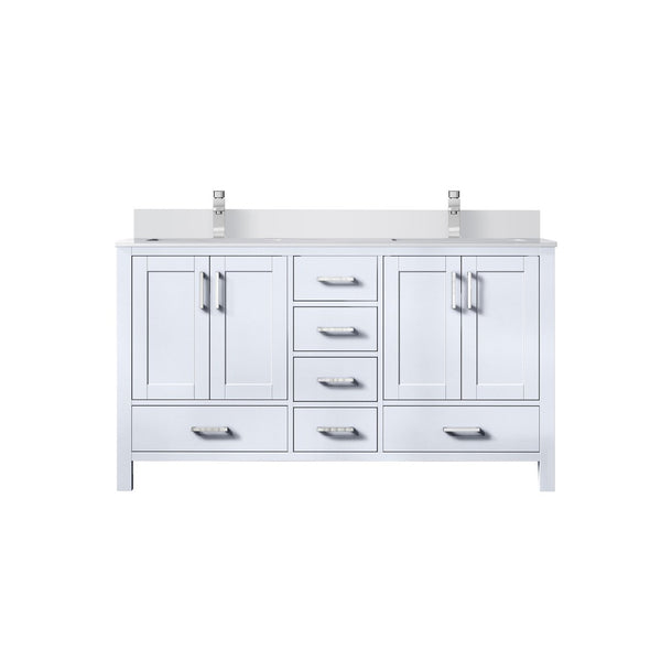 English Elm White Double Bath Vanity With Cultured Marble Top, Chrome Faucet & Ample Storage For Modern Elegance B2731P259124-GIGA