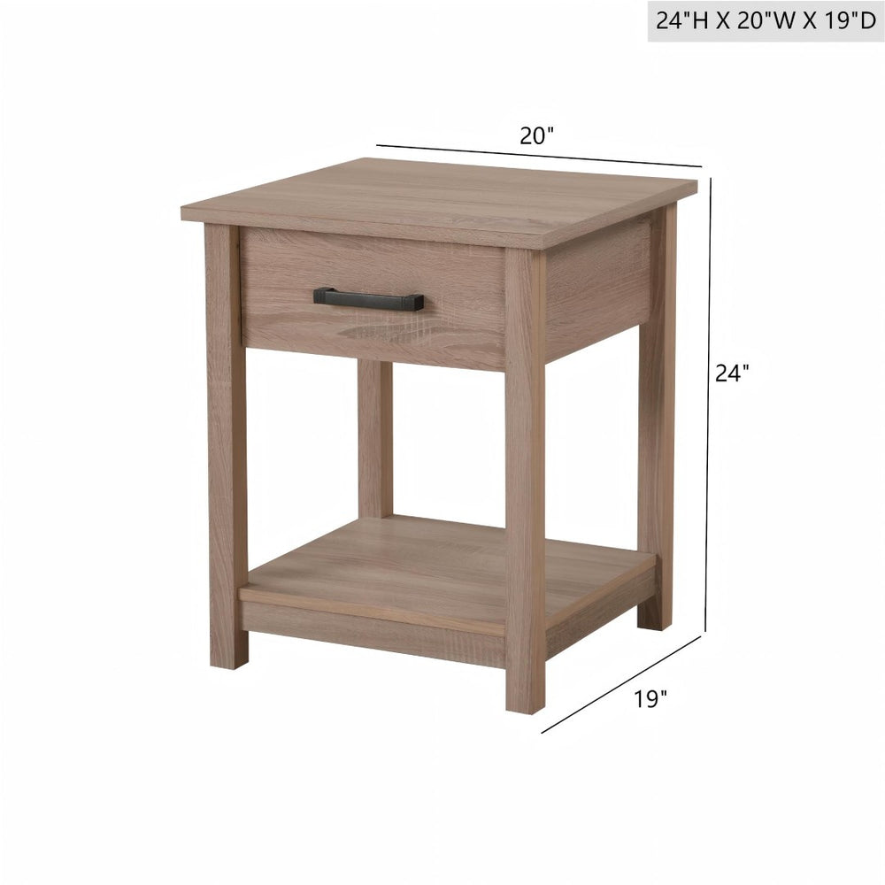 English Elm Sleek Nightstand In Warm Sandle Wood – Compact, Modern Design Perfect For Small Spaces & Storage B078112085-GIGA