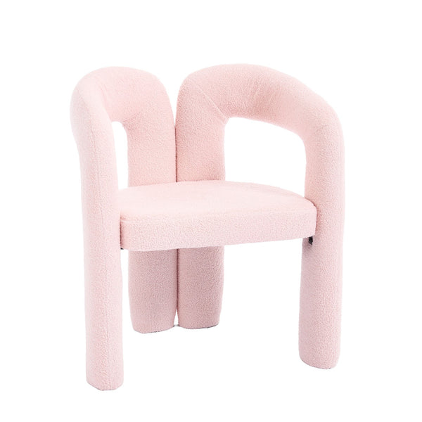 English Elm Contemporary Velvet Upholstered Barrel Accent Chair with Curved Support, Foam Seat, Steel Frame Finish Pink W395P224758