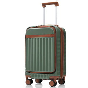 English Elm Luggage 3 Piece Abs Hard Shell Set with Usb Port Front Access and Spinner Wheels Green N726P307555E
