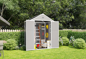 English Elm Campcraft 6x5 Ft Resin Outdoor Storage Shed with Uv Resistant Pp Panels and Lockable Door W1598S00021