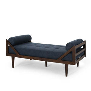 English Elm Chaise Lounge with Button Tufting Waffle Stitch Bentwood Frame for Living Room 70758.00NBLU