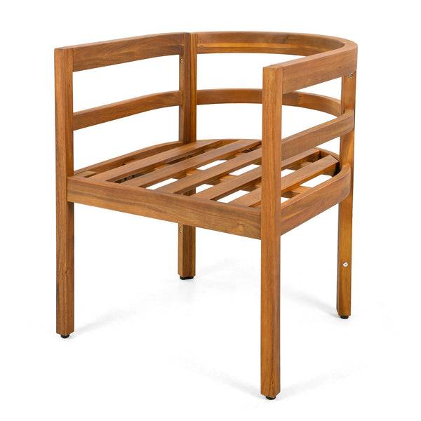 English Elm Outdoor Acacia Wood Armchairs with Teak Finish and Cushioned Seat Set of 2 N768P362954L