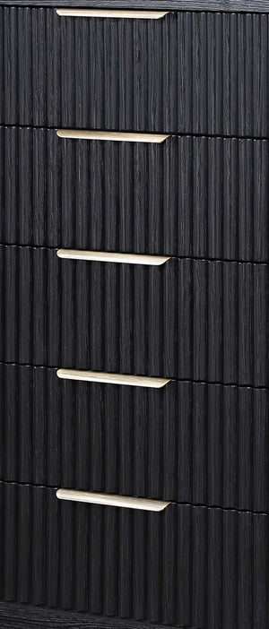 English Elm Modern Streamlined Chest with Engineered Stone Top and Brass Hardware — Ample Storage, Sleek Urban Style Black 39.5 L x 21.75 W x 52 H B2741P366722