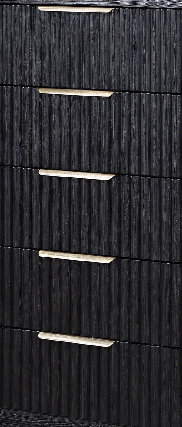 English Elm Modern Streamlined Chest with Engineered Stone Top and Brass Hardware — Ample Storage, Sleek Urban Style Black 39.5 L x 21.75 W x 52 H B2741P366722