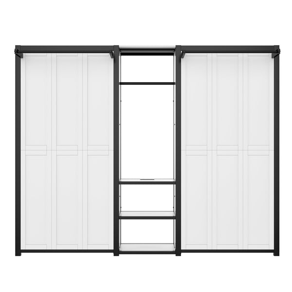 English Elm Twin Twin Murphy Bed with Metal Frame, Foldable 2-in-1 Space-Saving Design, Built-In Wardrobe, Shelves, Power Outlets and Durable Storage Solution Off White W1580S00147