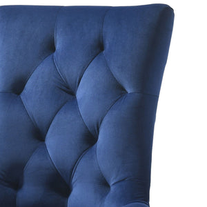 English Elm Farren Blue Velvet Side Chair Set of 2 with Tufted Back, Nailhead Trim, Plush Upholstery, Oak Finish B2726P264603