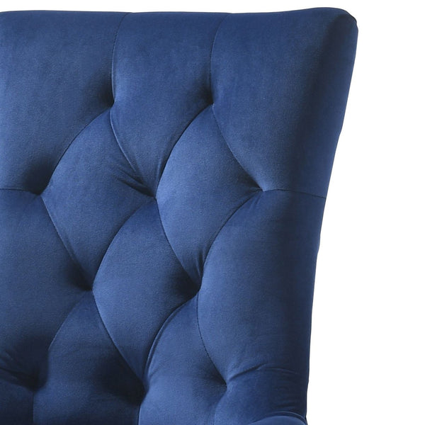 English Elm Farren Blue Velvet Side Chair Set of 2 with Tufted Back, Nailhead Trim, Plush Upholstery, Oak Finish B2726P264603