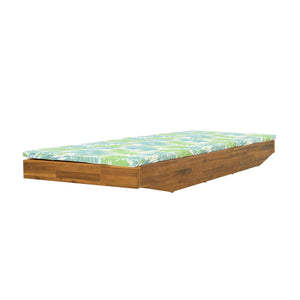 English Elm Boat-shape Acacia Wood Outdoor Chaise Lounge Slatted Teak Finish Poolside Recliner Green Leaf,Teak N770P380117T_N770P253018L