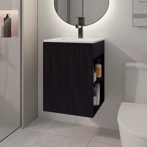 English Elm Bathroom Vanity Engineered Wood 24.8” H with Single Door, 2 Shelves, Modern Eco-Friendly Design Black 28.74 L x 22.83 W x 4.33 H B097S00210