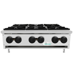 English Elm 180,000 Btu Six Burner Commercial Gas Hot Plate Stainless Steel Restaurant Range W3629P462154