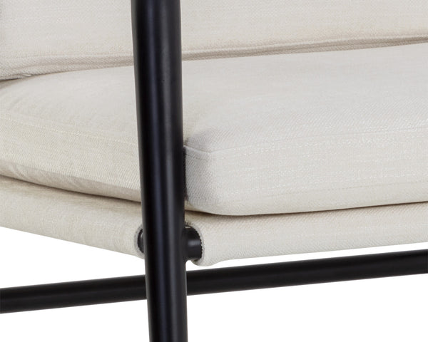 Sunpan Meadow Dining Armchair - Timeless Design with Moisture-Repellent Fabric and Sturdy Oak Armrests Heather Ivory Tweed