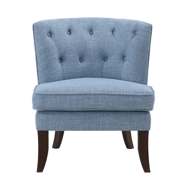English Elm 1pc Modern Upholstery Button Tufted Accent Chair with Solid Wood Legs, Plush Cushioning for Living Rooms Blue 26.5 L x 28.5 W x 22.5 H B011P305017
