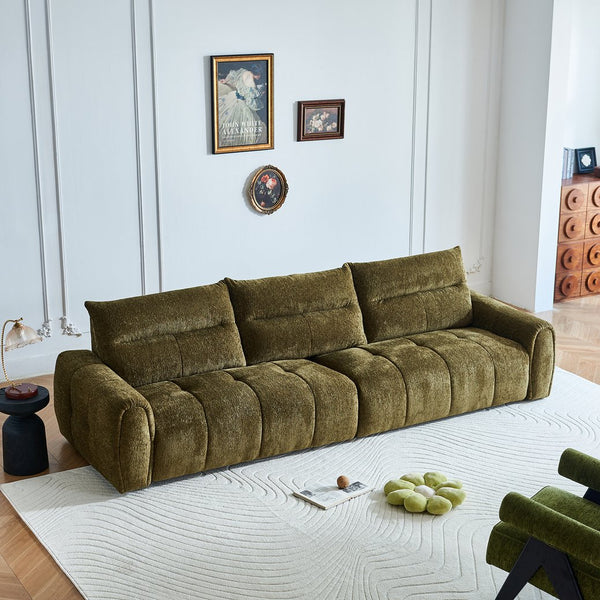 English Elm Premium Chenille High-back Sofa Solid Hardwood Frame Ergonomic Seat for Spacious Living Green W1765S00139