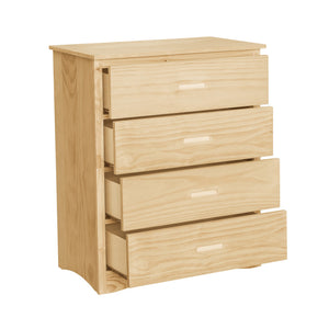 English Elm 4-drawer Vertical Pine Chest Compact Bedroom Storage with Smooth Glides Natural Finish B011P473068