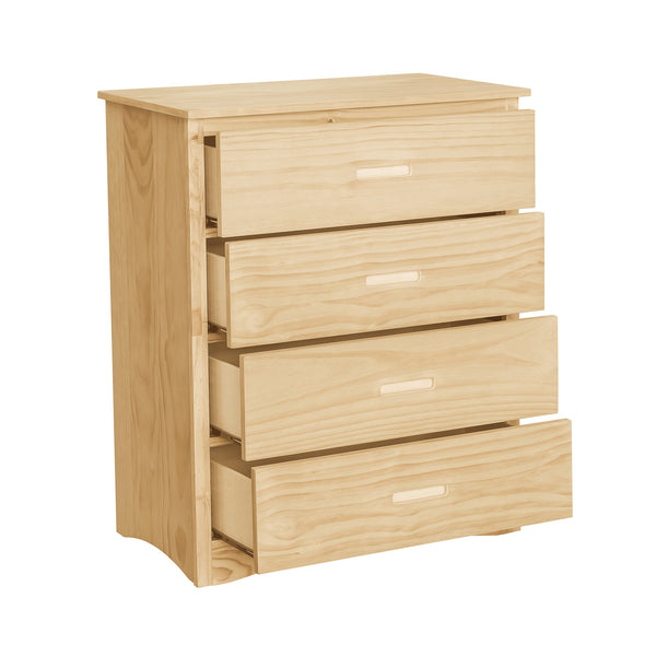 English Elm 4-drawer Vertical Pine Chest Compact Bedroom Storage with Smooth Glides Natural Finish B011P473068