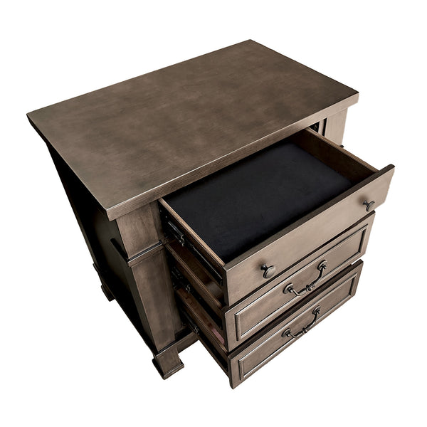 English Elm Transitional Dark Walnut Nightstand with Usb Charging Dovetail Drawers Bedroom B2741P435887