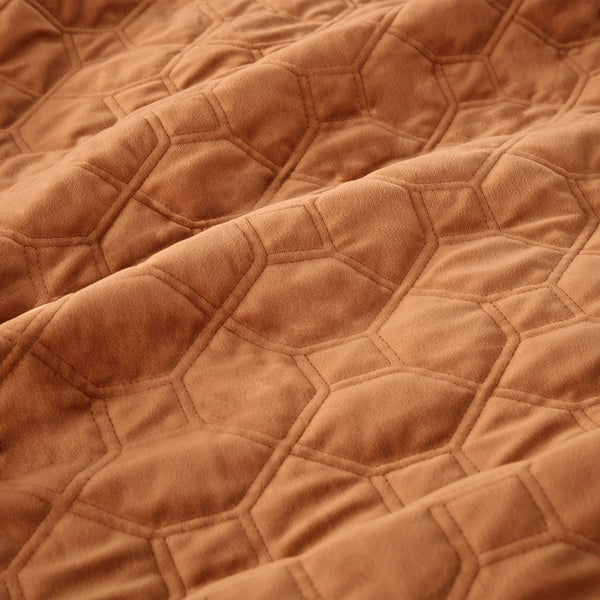 JLA Home Madison Park - 3 Velvet Quilt Set with Plush Polyester Velvet, Geometric Stitching, Antimicrobial Finish for Cozy Beds Rust MP13-8008
