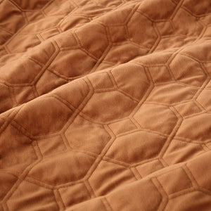 JLA Home Madison Park - 3 Velvet Quilt Set with Plush Polyester Velvet, Geometric Quilting, Antimicrobial Finish for Cozy Style Rust MP13-8007
