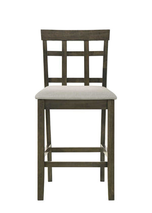 English Elm Beautiful Gray Wood Slatted Back Counter Height Dining Chairs with Cushioned Seats Set of 2 B011P284420