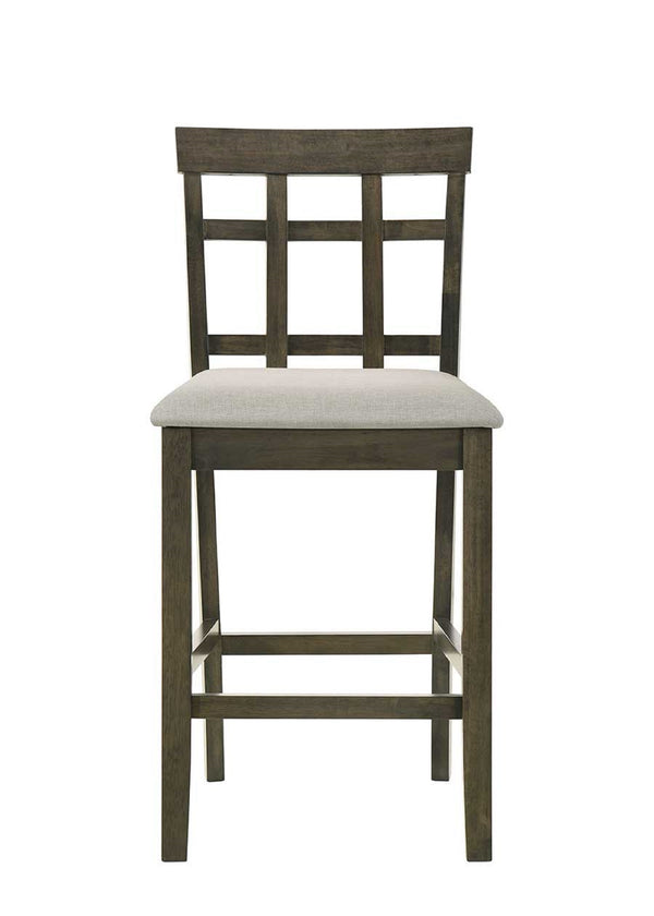 English Elm Beautiful Gray Wood Slatted Back Counter Height Dining Chairs with Cushioned Seats Set of 2 B011P284420