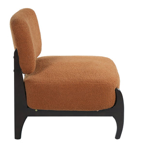 English Elm 26" Boucle Lounge Chair Solid Wood Frame Woven Texture Minimalist Seat for Any Room Orange N767P408732G