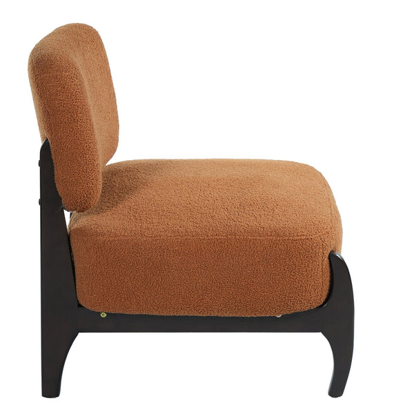 English Elm 26" Boucle Lounge Chair Solid Wood Frame Woven Texture Minimalist Seat for Any Room Orange N767P408732G