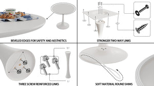English Elm 31.5" Mid-Century White Round Dining Table with Pedestal Base, MDF Top, Seats 2-4, Sleek Design W2189131694