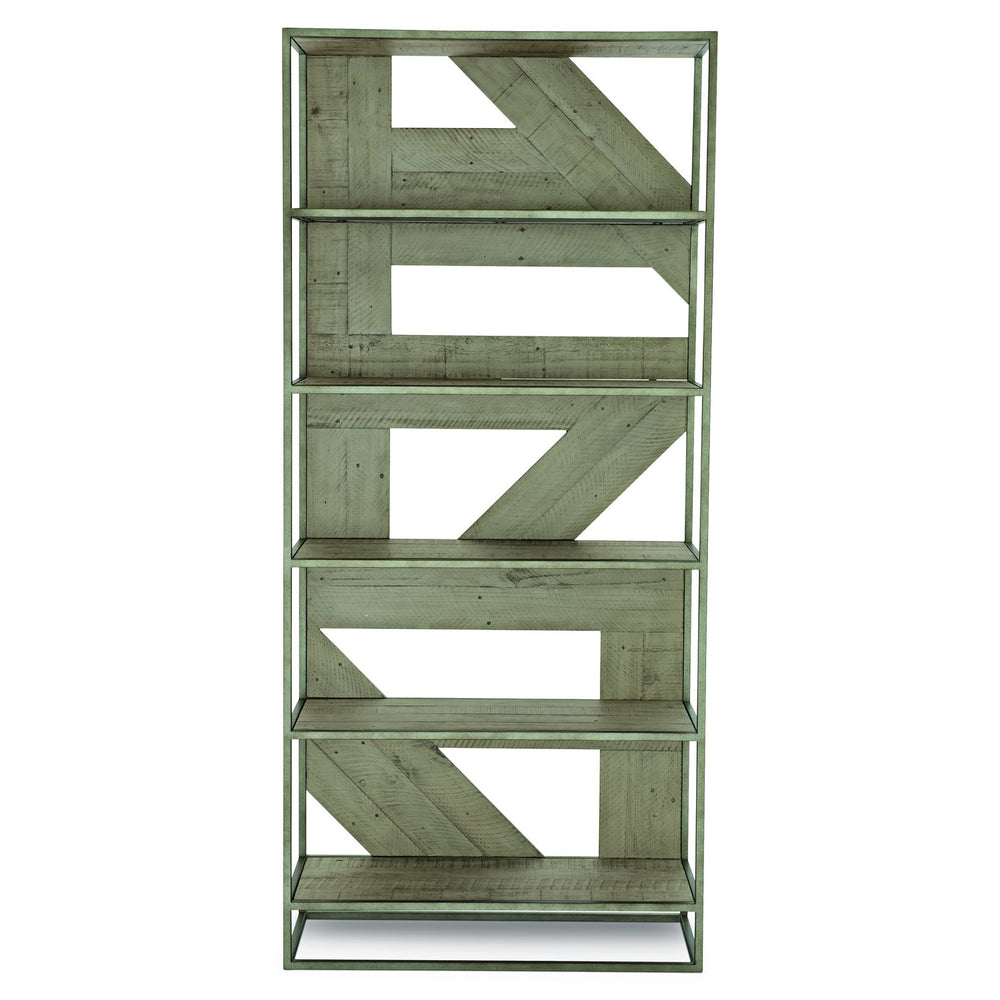 Bernhardt Bernhardt Alvar Etagere With Glazed Silver Frame & Morel Wood Shelves — Farmhouse Mid‑Century Display Charm 398812G