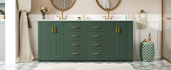 English Elm 72'' Elegant Bathroom Vanity With Ceramic Sink, Soft-Close Drawers & Solid Wood Storage Cabinet Set N710SS00013F
