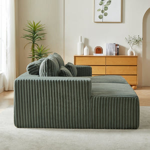 English Elm 87" Oversized Cloud-Like Chaise Lounge - No Assembly, Plush Army Green Sleeper Sofa For Modern Spaces W834S00322