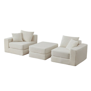 English Elm Modular Cloud Sectional Corduroy Sofa Deep Seat Comfort for Flexible Living Spaces White W3396P435274