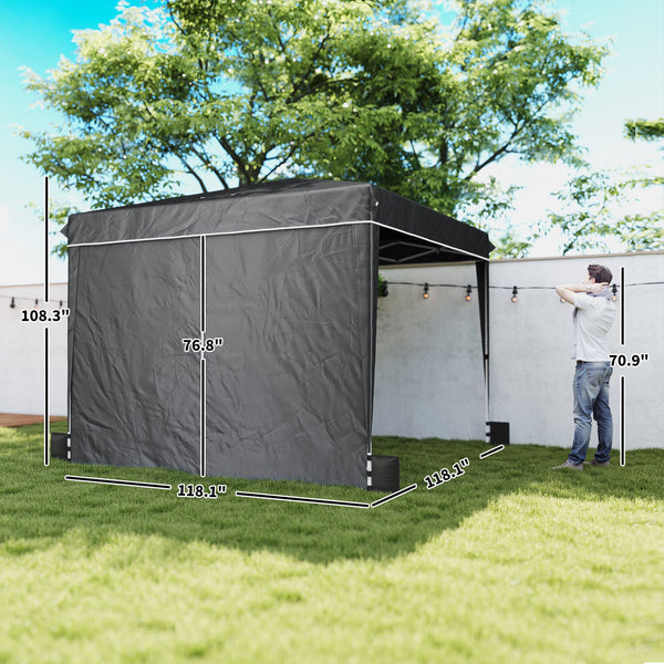 English Elm Convenient Pop up Canopy 10x10 Steel Frame Upf50 Oxford Roof with Sidewalls Included Black,White T3971P454703